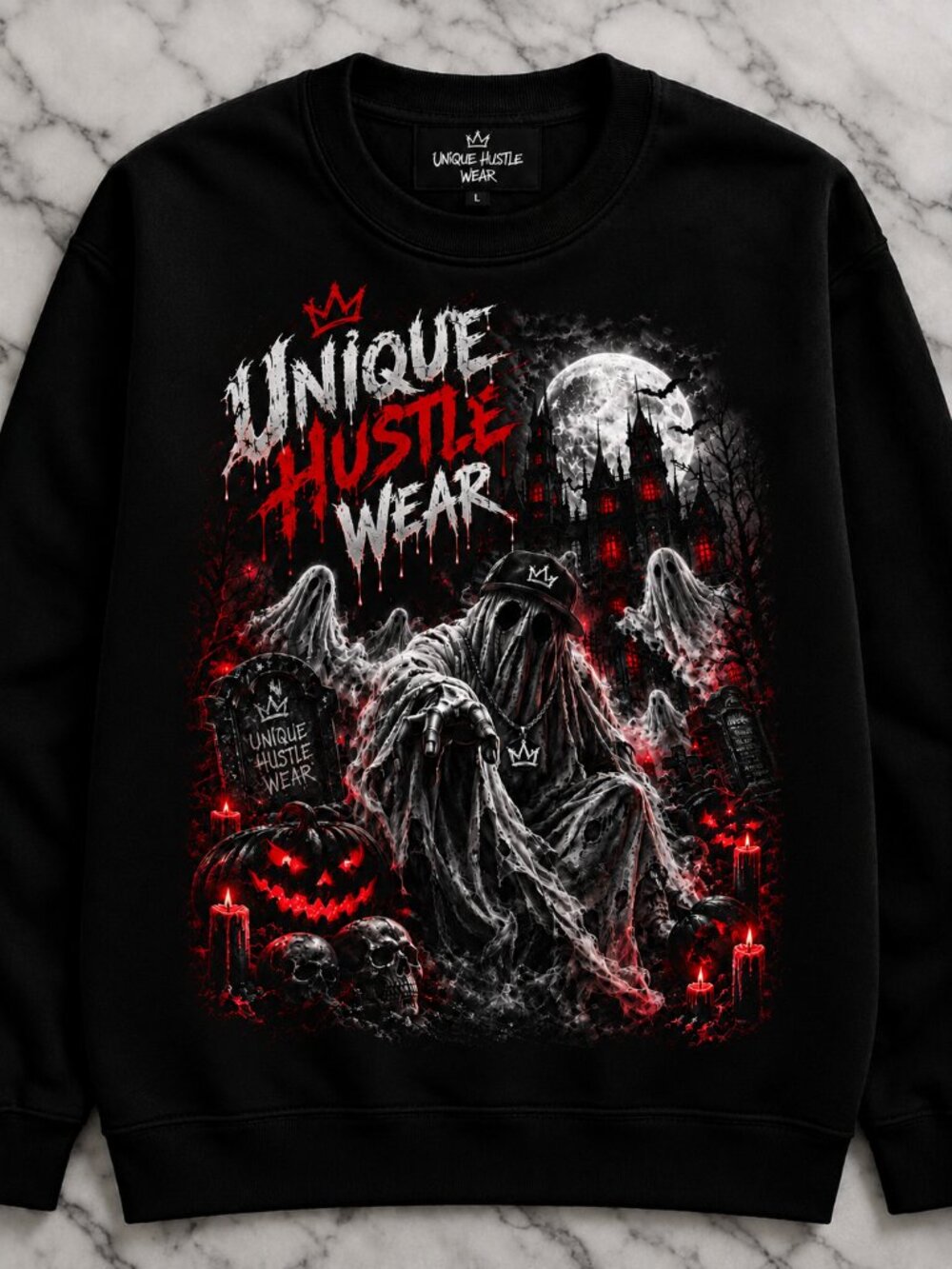 Halloween Custom Made Embroidered Crewneck Sweatshirt